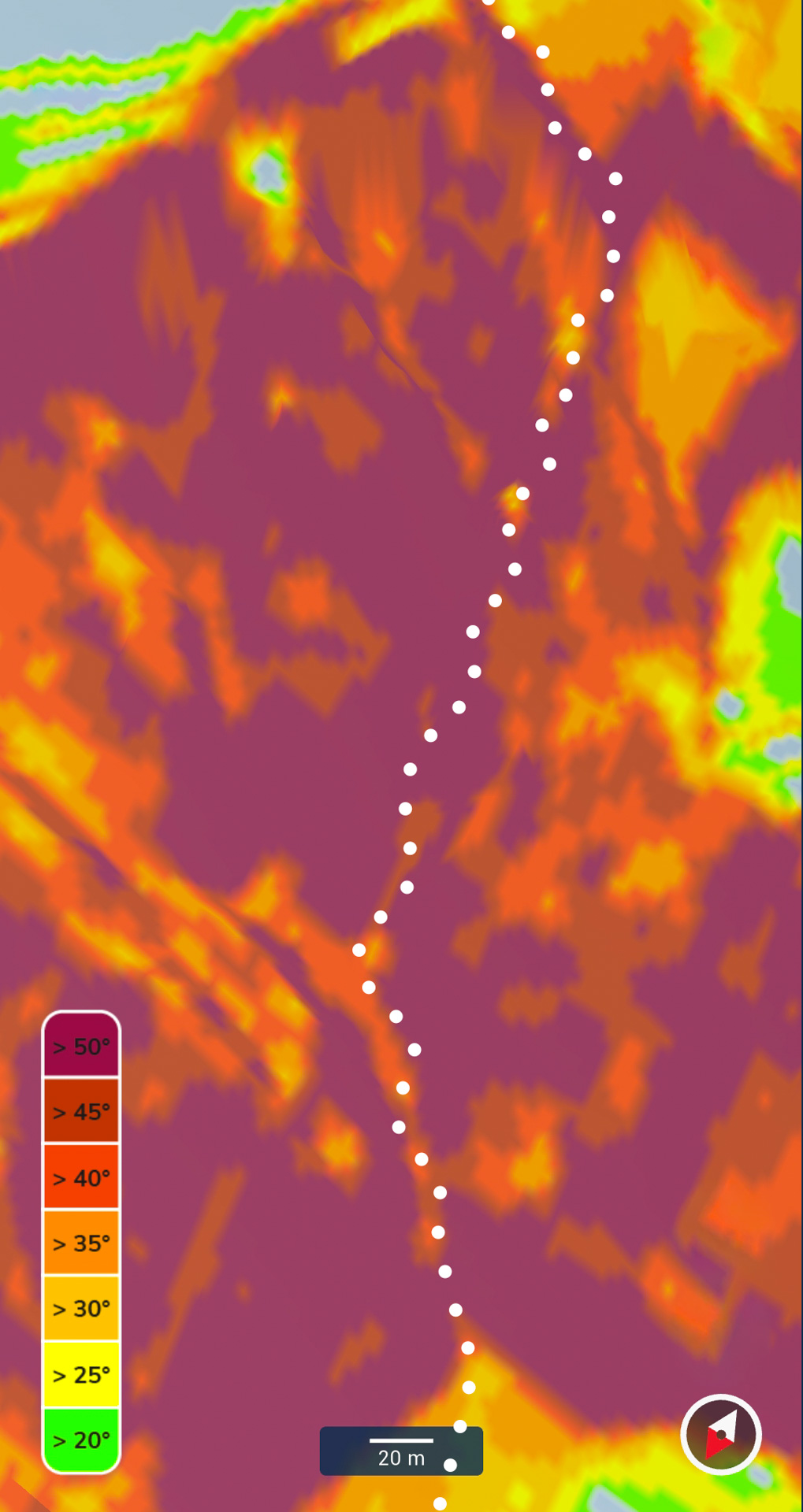 Neigung | LastingLines 2. Taschachrinne | 26-04-25 | 46°53'41.53"N | 10°50'24.27"E | 3080 M